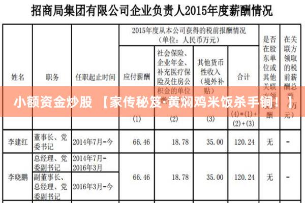 小额资金炒股 【家传秘笈·黄焖鸡米饭杀手锏！】